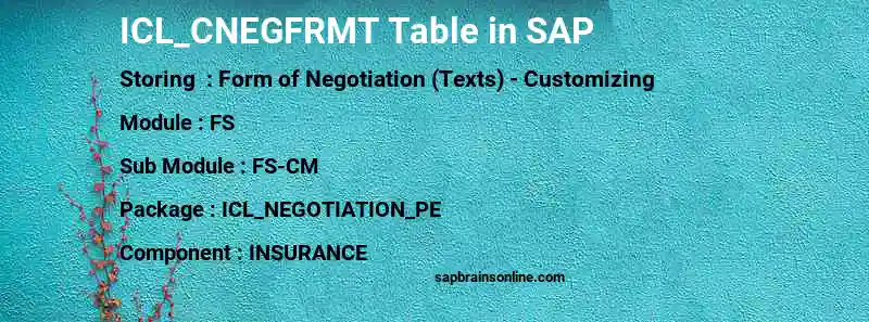 SAP ICL_CNEGFRMT table