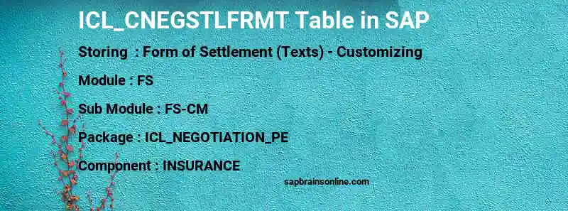 SAP ICL_CNEGSTLFRMT table