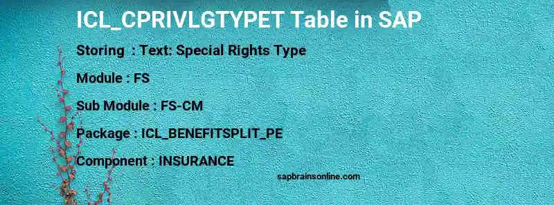 SAP ICL_CPRIVLGTYPET table