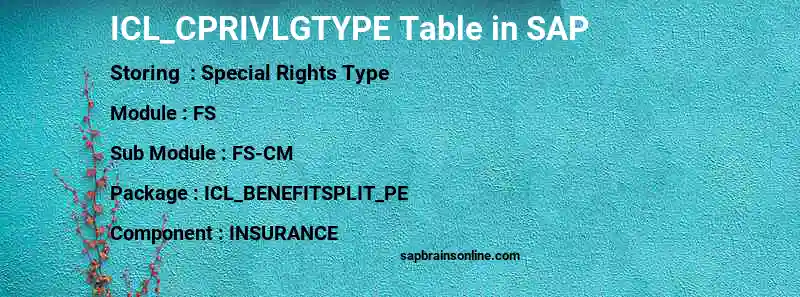 SAP ICL_CPRIVLGTYPE table