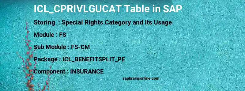 SAP ICL_CPRIVLGUCAT table