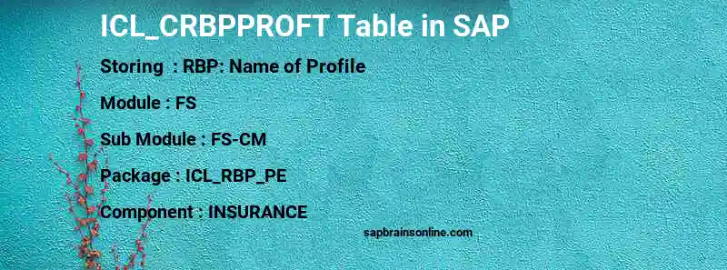 SAP ICL_CRBPPROFT table