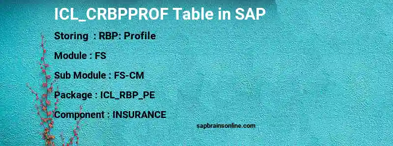 SAP ICL_CRBPPROF table
