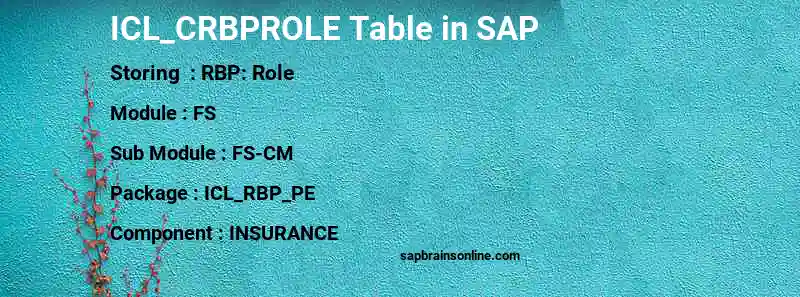 SAP ICL_CRBPROLE table