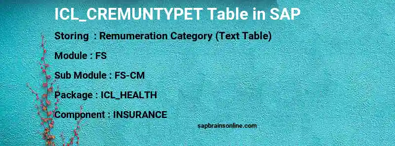 SAP ICL_CREMUNTYPET table