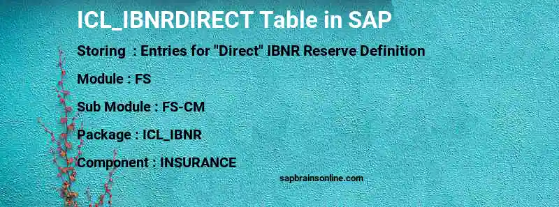 SAP ICL_IBNRDIRECT table
