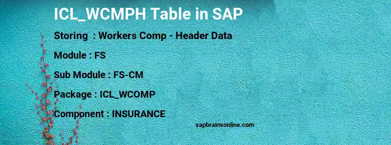 SAP ICL_WCMPH table