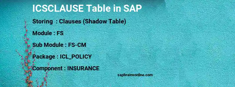 SAP ICSCLAUSE table