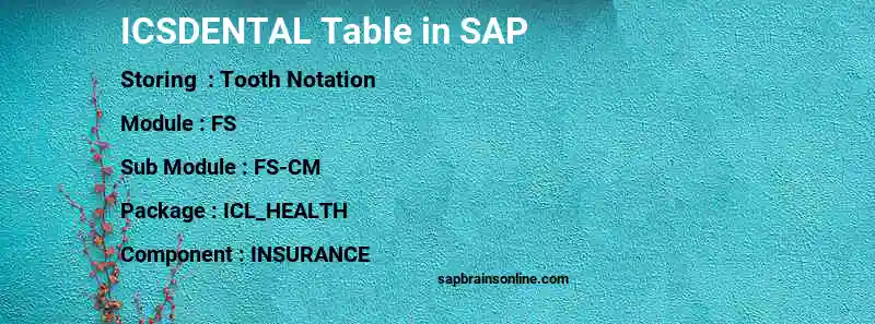 SAP ICSDENTAL table
