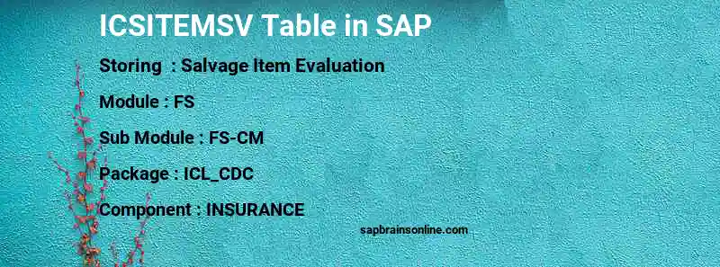 SAP ICSITEMSV table