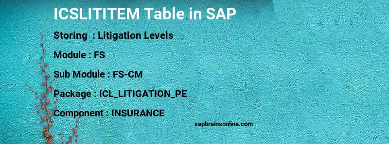 SAP ICSLITITEM table