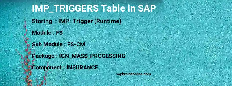 SAP IMP_TRIGGERS table