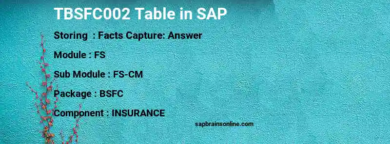 SAP TBSFC002 table