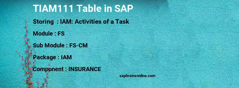 SAP TIAM111 table