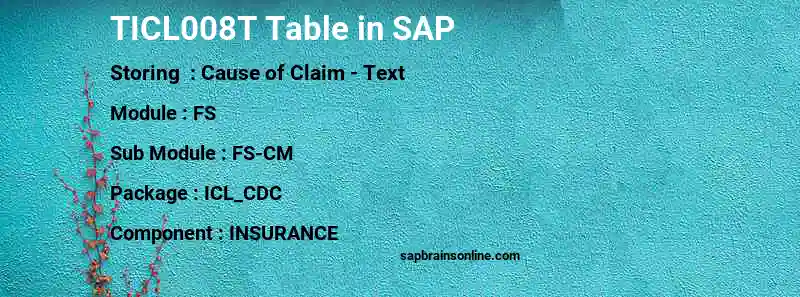 SAP TICL008T table