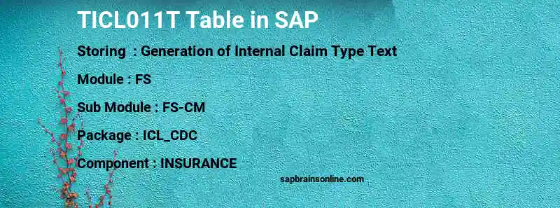 SAP TICL011T table