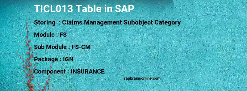 SAP TICL013 table