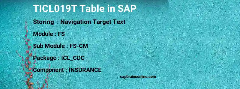 SAP TICL019T table