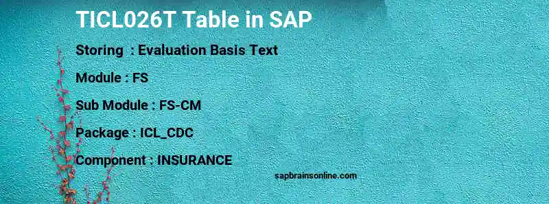 SAP TICL026T table