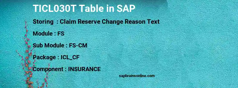 SAP TICL030T table