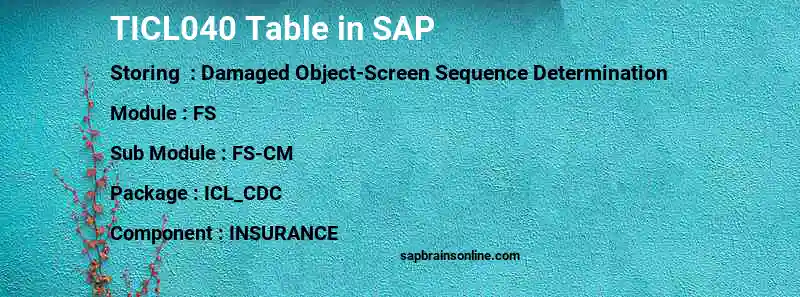 SAP TICL040 table