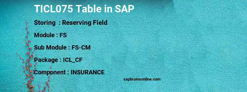 SAP TICL075 table