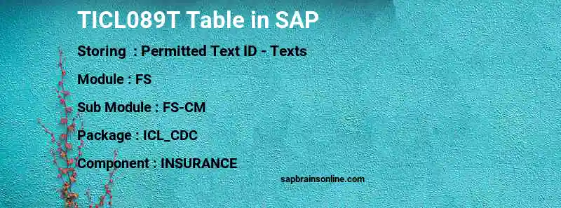 SAP TICL089T table