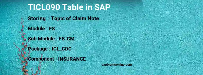 SAP TICL090 table