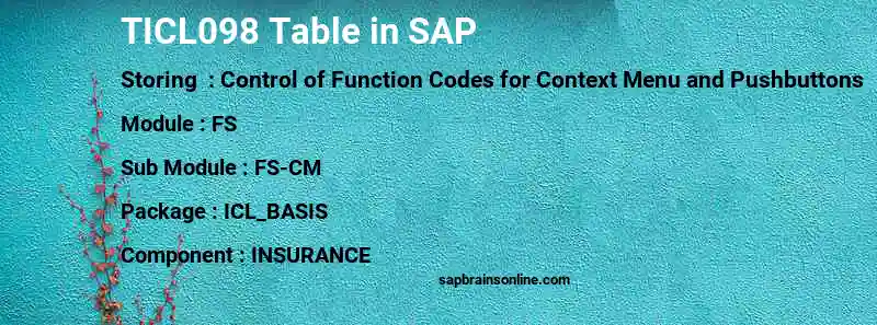 SAP TICL098 table