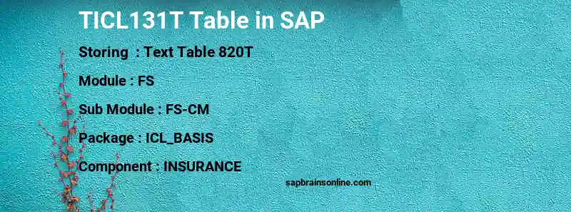SAP TICL131T table