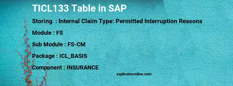 SAP TICL133 table