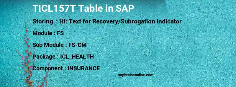 SAP TICL157T table