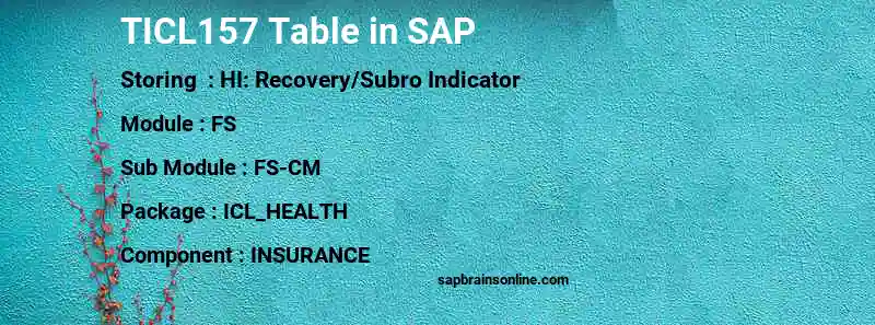 SAP TICL157 table