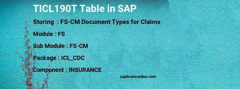 SAP TICL190T table