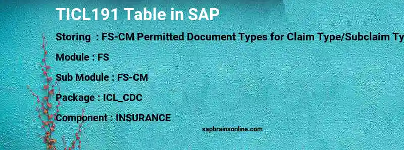 SAP TICL191 table