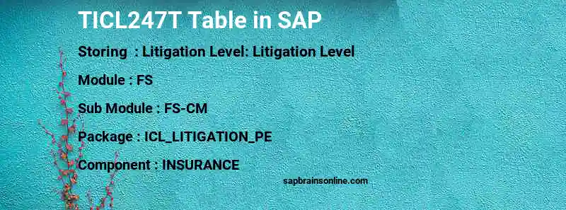 SAP TICL247T table