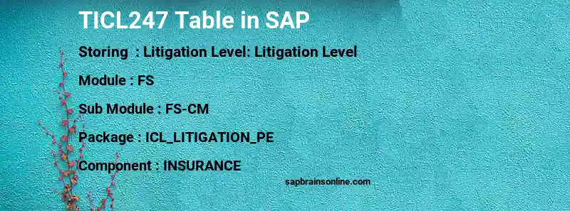 SAP TICL247 table