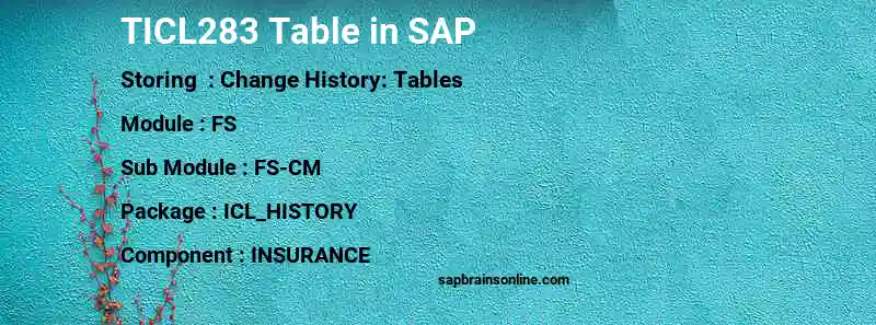 SAP TICL283 table