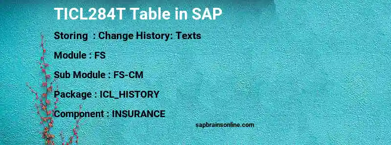 SAP TICL284T table
