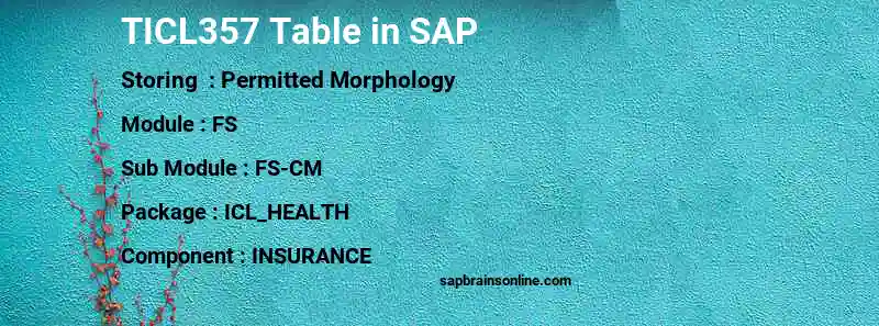 SAP TICL357 table