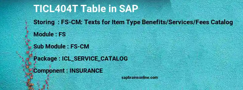 SAP TICL404T table
