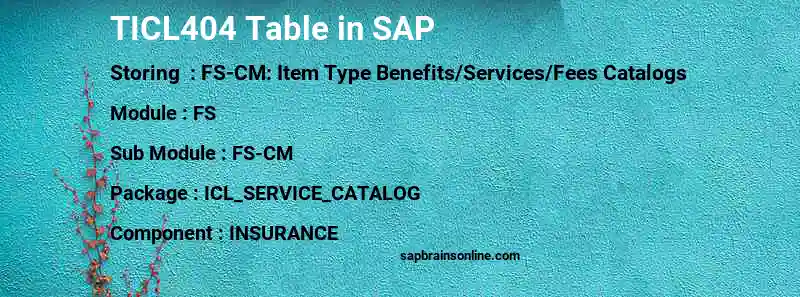 SAP TICL404 table