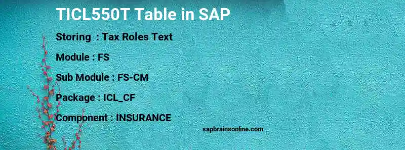 SAP TICL550T table