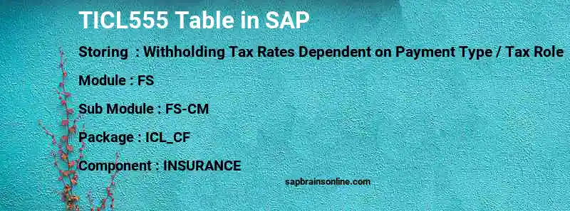 SAP TICL555 table