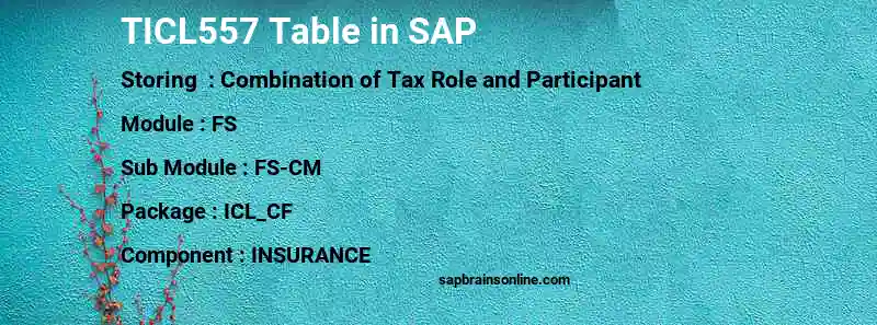 SAP TICL557 table