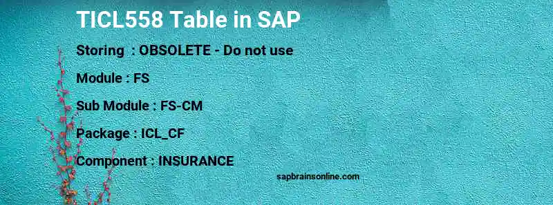SAP TICL558 table