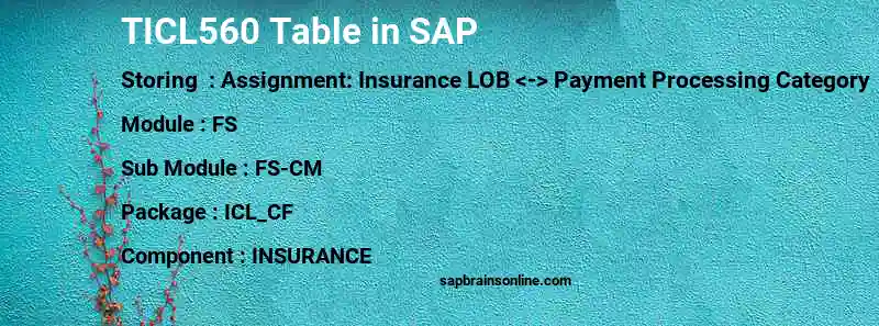 SAP TICL560 table