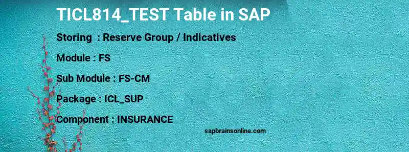 SAP TICL814_TEST table