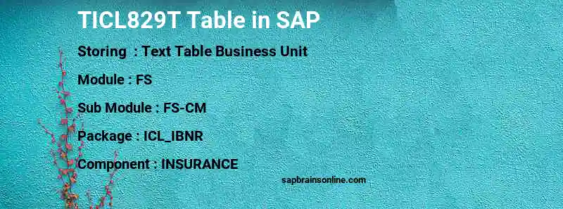 SAP TICL829T table