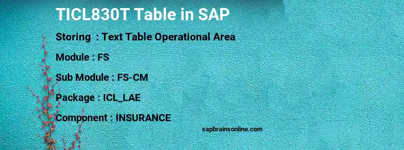 SAP TICL830T table